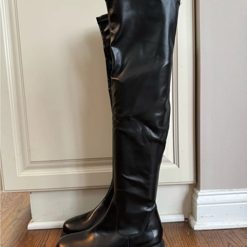 $550 PAUL GREEN Osborne Over the Knee Boot LEATHER CHUNKY BLACK
